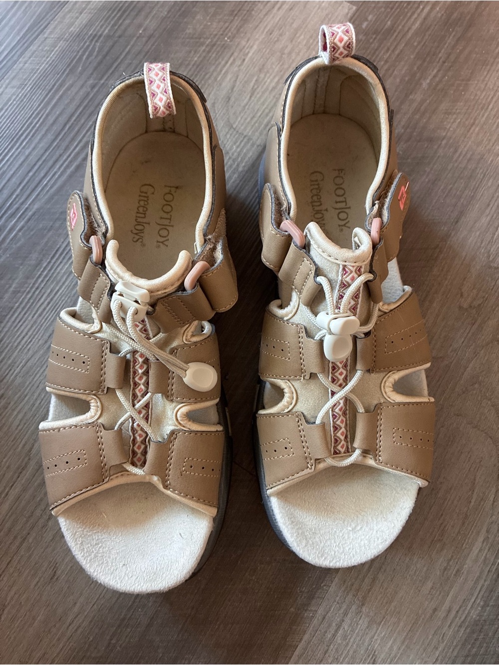 FootJoy women’s Tan Golf Open-Toe Sandals adjustable straps
